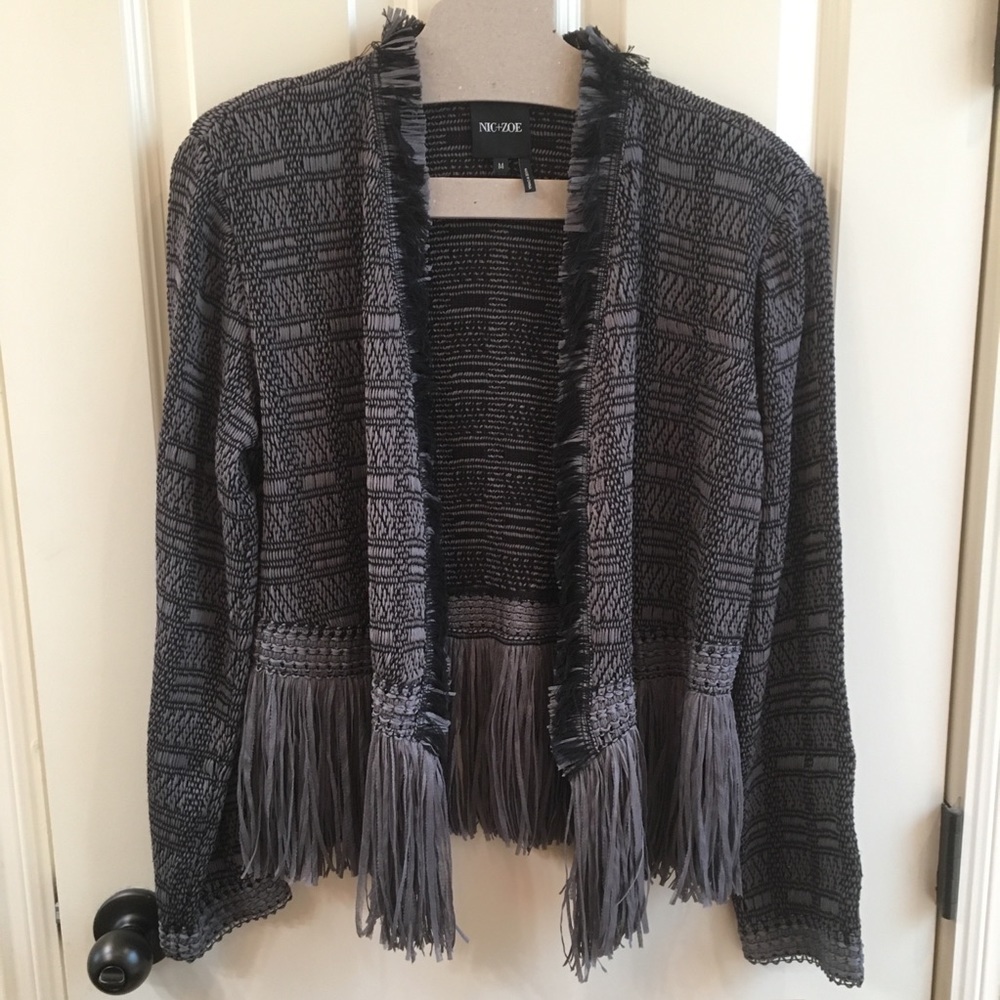 Nic+Zoe Fringe Open Jacket M